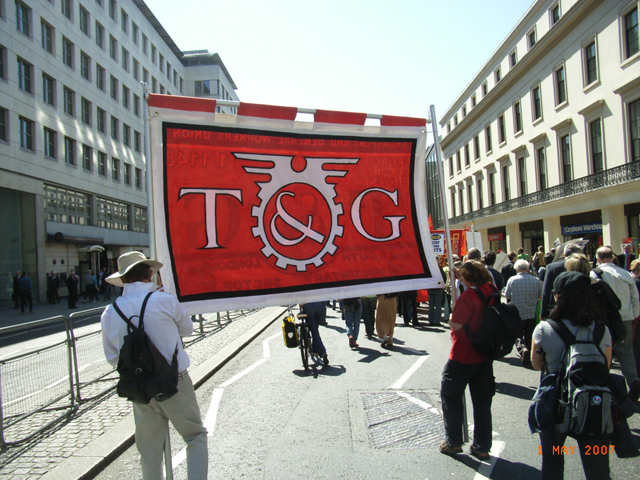 The banner in the Strand May Day 2007